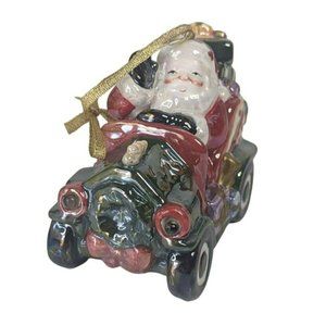 2004 Santa in a Car Porcelain Christmas Ornament